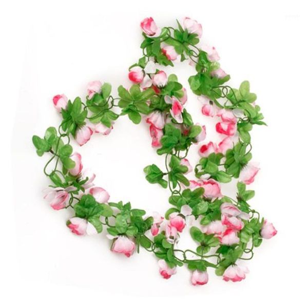 

decorative flowers & wreaths artificial ivy leaf flower vine rattan simulated garland plants for wedding party diy floor garden - pink 2.5 m