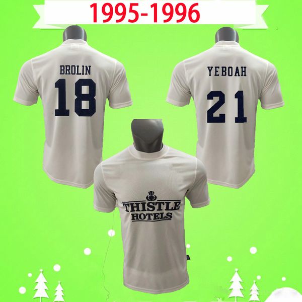 

1995 1996 leeds soccer jersey retro vintage classic football shirt 95 96 home white leed #10 mcallister #11 speed #18 brolin #21 yeboah, Black;yellow