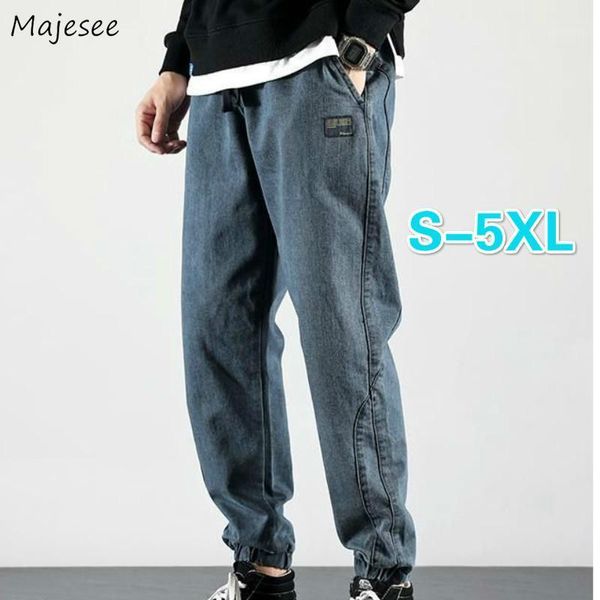 

men's jeans men plus size 5xl solid harem ankle length loose elastic waist denim trousers male inc chic spliced all-match streetwear1, Blue