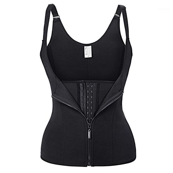 

sport gym sport clothes women shapewear corset women's zipper slimming women waist trainer1, Black;gray