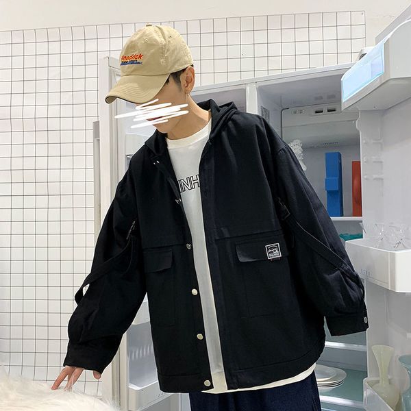 

2021 new privathinker men's casual oversize hooded woman korean streetwear jackets coat male fashion jacket clothing hip hop 3524, Black;brown