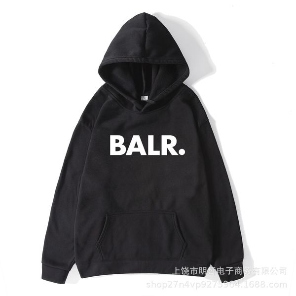 

autumn and winter plush thickened loose pullover hoodie men's street fashion balr stamping, Blue;black