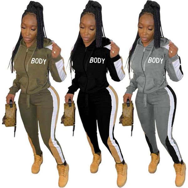 

womens hoodie legging two piece set outfits long sleeve tracksuit jacket pants sportswear panelled outerwear tights jogger sweat, Gray
