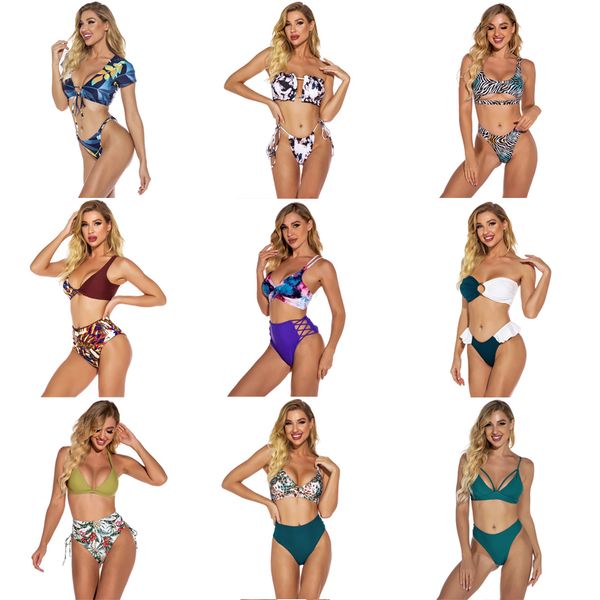 

women swim wear suits swimming swimsuit swimwear printing push up bikini set lady soft comfortable fashion summer beach bikinis