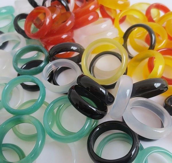 

various colour natural agate stone ring width 6mm agate jewel ring jewel hand circle ishining jewelry for wmtsoo otsweet, Golden;silver
