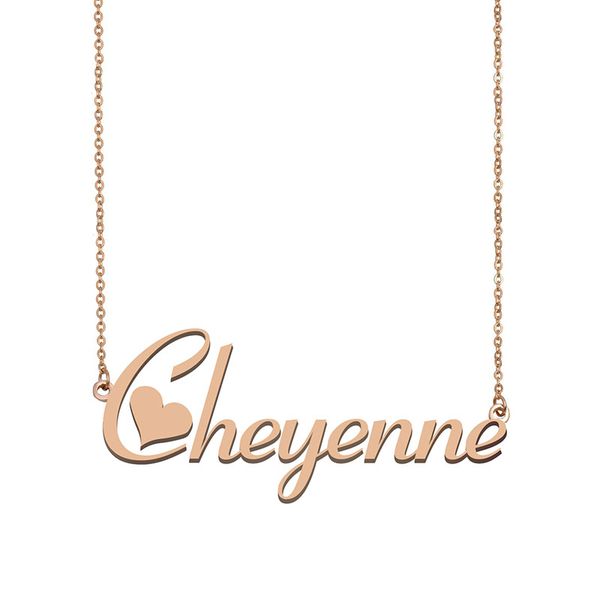 Collana con nome personalizzato Cheyenne Ciondolo personalizzato per uomo Regalo di compleanno per ragazzi Gioielli per migliori amici Acciaio inossidabile placcato oro 18k