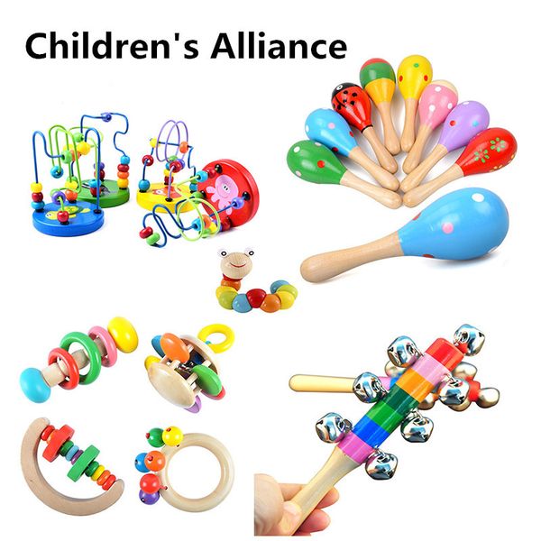 

0-12 months baby rattle colorful wooden blocks music rattles graphic cognition early educational toys for q1219