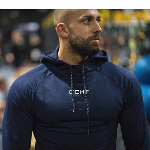 

muscle aesthetics brothers autumn and winter new men's long-sleeved hooded sweatshirt fitness running spor, Black