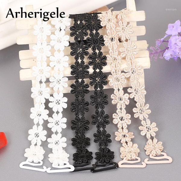 

arherigele women's elastic bra strap crochet floral lace bra strap belt adjustable shoulder intimates accessories1, Black;white