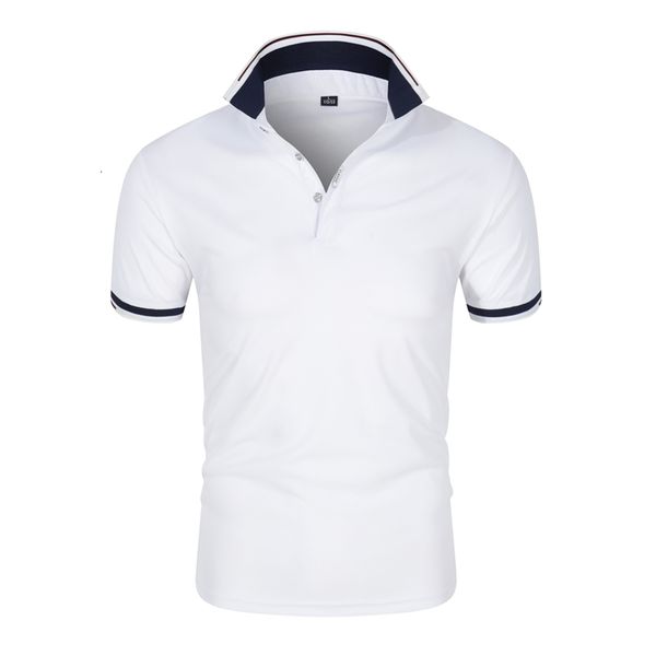 

men's casual fashion brand summer breathable short sleeve pure cotton lapel polo shirt clothing, White;black