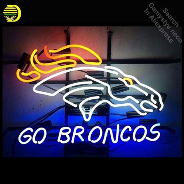 

neon sign for go broncos neon bulb sign horse beer pub neon lights sign glass tube sports iconic advertise night light display