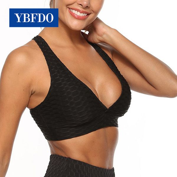 

ybfdo women sport bras yoga shirt fitness running vest underwear padded bra crop sport underwear wireless push up brassiere, White;red