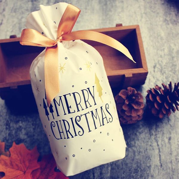 

yoriwoo 2 5 10шта сант-клаус рождественского подарочных пакетов пластикового xmas tree candy bag свадебного рождество украшение для home 201
