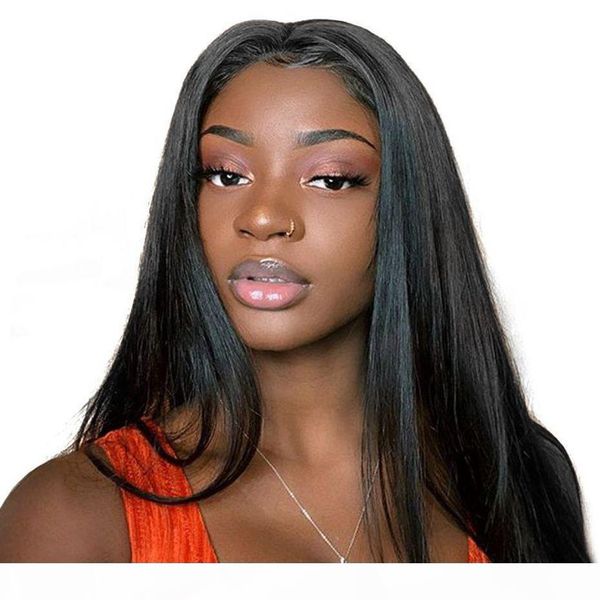 

straight lace front wig for women full lace indian hair long wig with baby hair pre plucked virgin hair glueless lace wigs, Black;brown