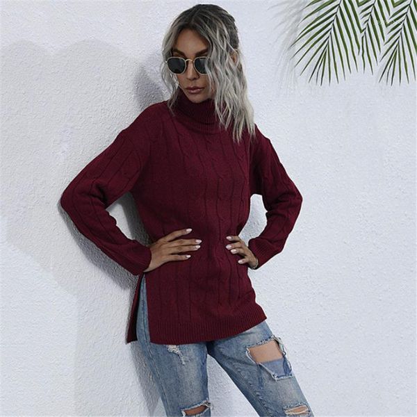

women's sweaters la cisne 2021 autumn and winter red turtleneck sweater mid-length forest base women1, White;black