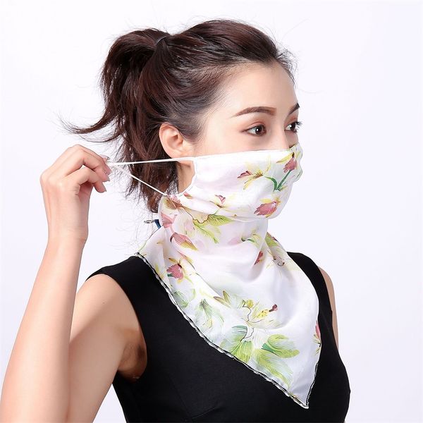 

women scarf face mask silk chiffon handkerchief outdoor windproof half face dust-proof sunshade masks scarf dust mask party mask 7 m2