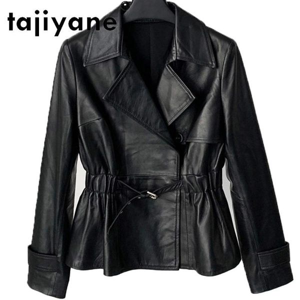 

women's leather & faux tajiyane real clothes for women korean autumn womens genuine sheepskin jackets woman cloth femme veste tn2033, Black