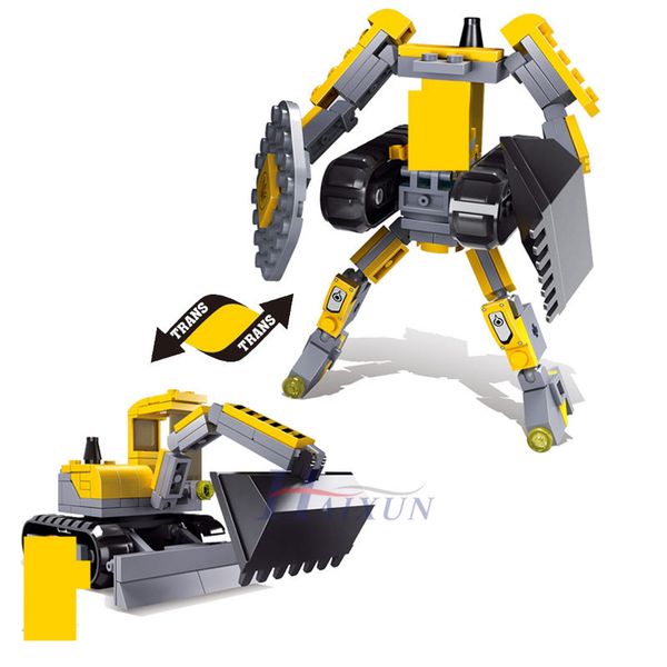 

131pcs city construction digging engineering vehicles excavator bricks robot model building blocks sets educational kids toys jllkgo