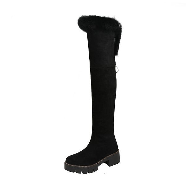 

2021 new thich high heels snow winter casual warm fur over the knee boots women shoes muje plus size 41 42 43 hm4z, Black