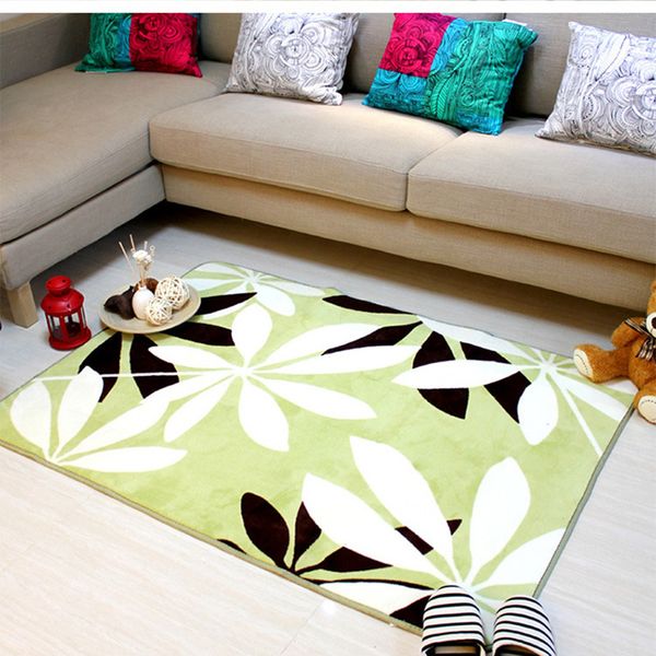 

big leaves printing coral velvet memory foam soft absorbent carpet area rugs mats for home decoration living room floor