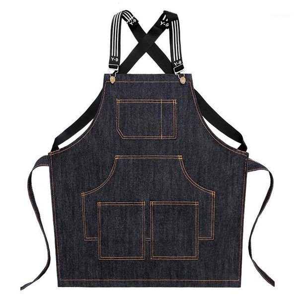 

cook apron barista bartender chef hairdressing apron catering uniform work wear anti-dirty overalls(black)1