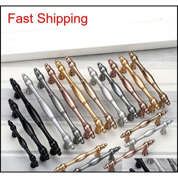 

64mm 96mm 128mm modern simple gray black gold kitchen cabinet cupboard handle 5" retro style aluminum alloy dr qylfil toys2010