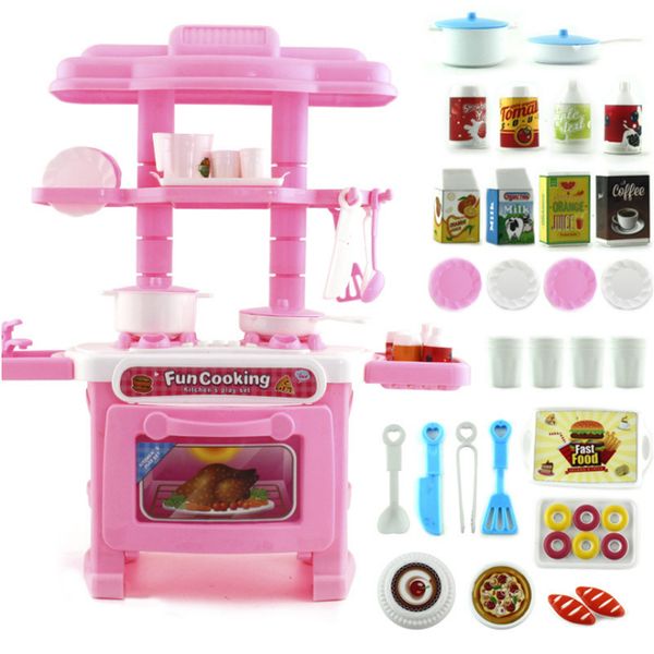 Prezzo promozionale! New Kids Kitchen Set Bambini Cucina Toy Toy Cooking Simulazione Modello Colorato Giocattolo educativo per la ragazza Baby LJ201009