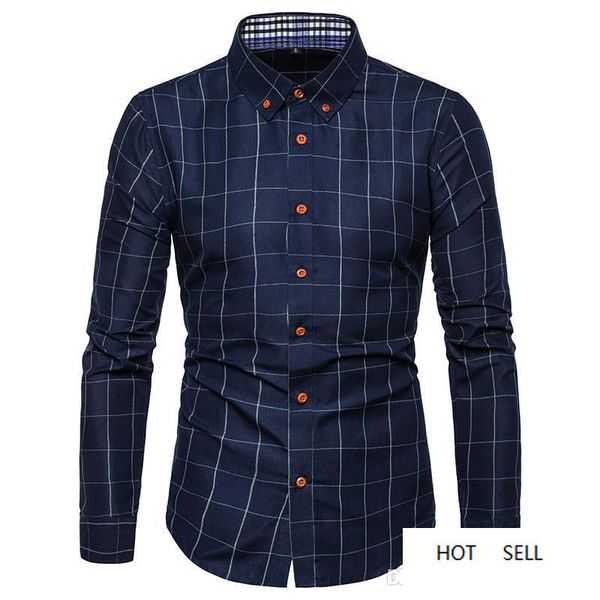 

spring casual shirt for men plaid printed mens slim shirts fashion male long sleeve, White;black