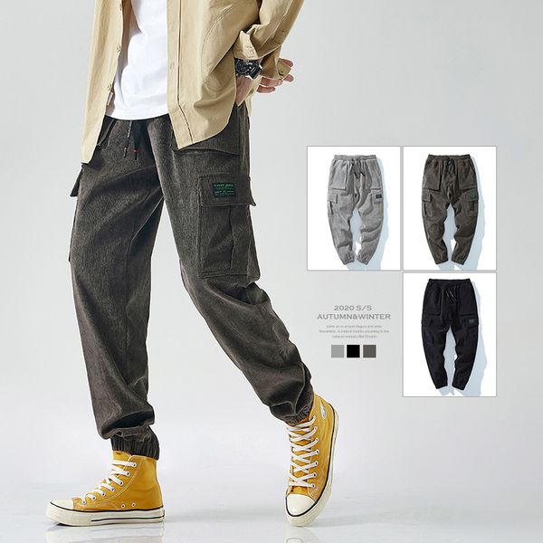 

baida fei plus size 8xl 7xl 6xl autumn men jeans corduroy casual pants loose trend dress up youthful sports style men clothing q0105, Black;white