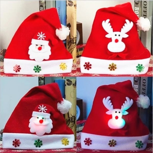 

qtoma luminous rwd9e children's luminous cute elk christmas santa claus hat creative hat christmas
