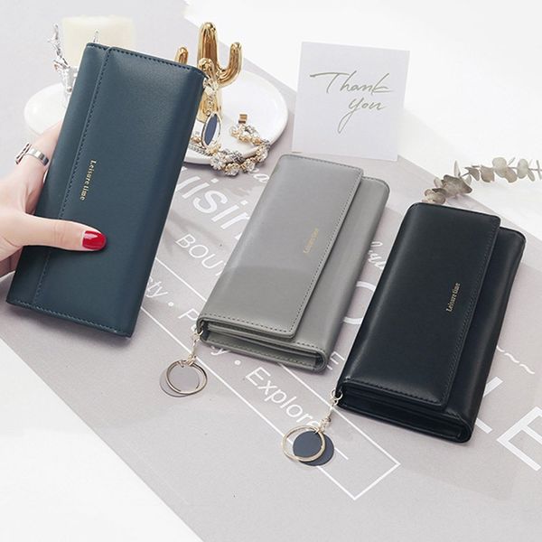 

1 pcs simple solid triple folding women wallet pu leather soft cover hasp card holder purse high capacity rectangle handbag, Red;black