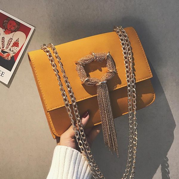 

women's designer handbag retro fashion quality matte leather women bag tassel chain shoulder messenger bag crossbody bags x1-87
