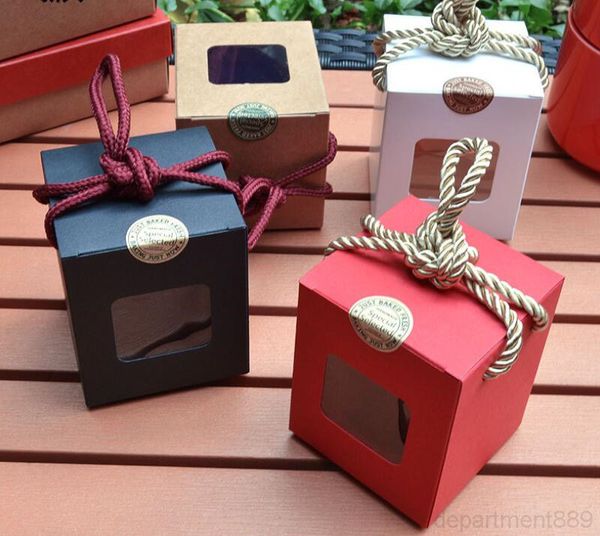 

бесплатная доставка dhl 500 шт. / лот 7,5 * 7,5 * 9 см окна kraft paper подарок медовый джем чай коричневый сахар коробки конфеты коробки ow