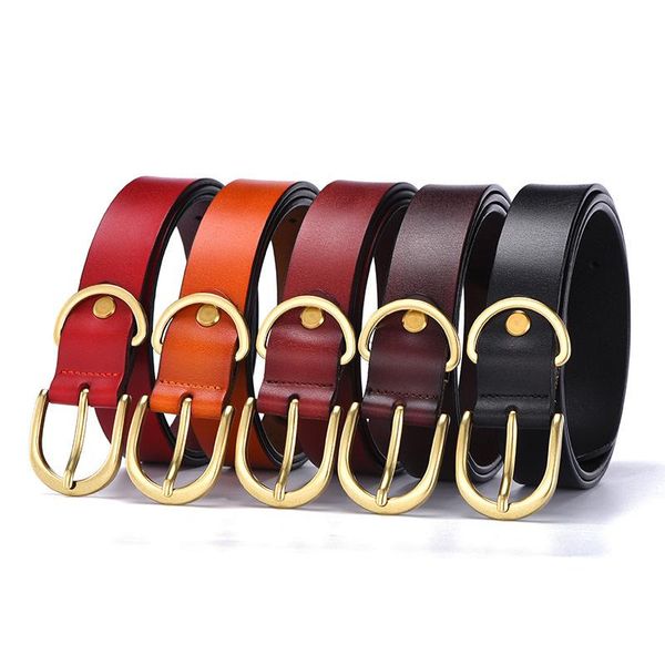 

belts fashion women's genuine leather belt designer metal buckle casual female jeans waistbands, Black;brown