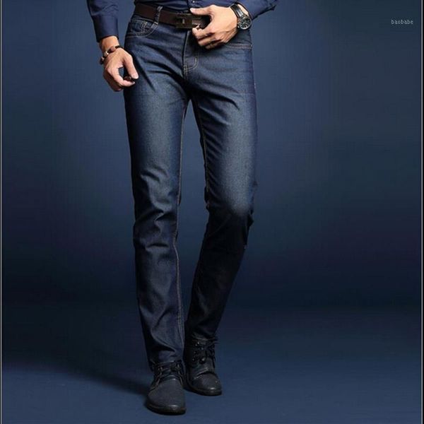 

2016 new summer business men jeans good quality solid denim jeans men lightweight business straight mens1, Blue