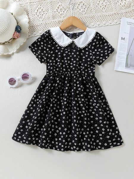 

toddler girls ditsy floral doll collar dress she, Red;yellow