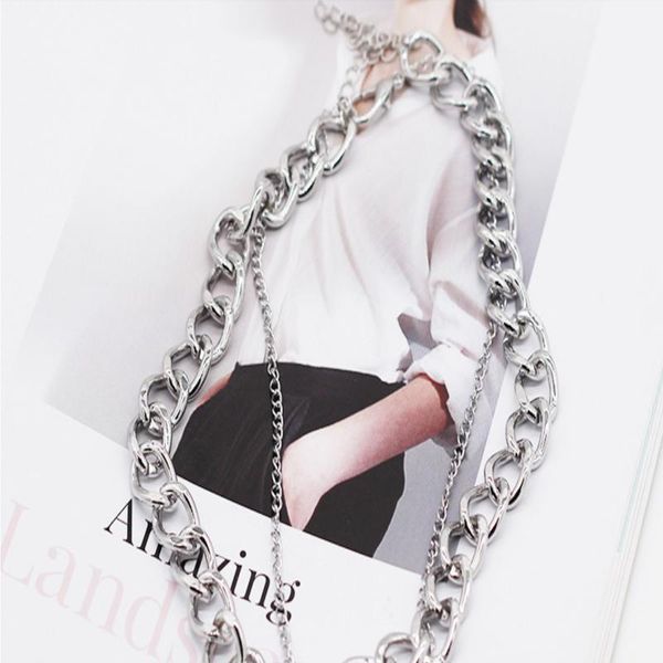 

chains duoying 2021 hip hop double layer queen coin head short clavicle chain metal thick necklace for women choker party jew, Silver