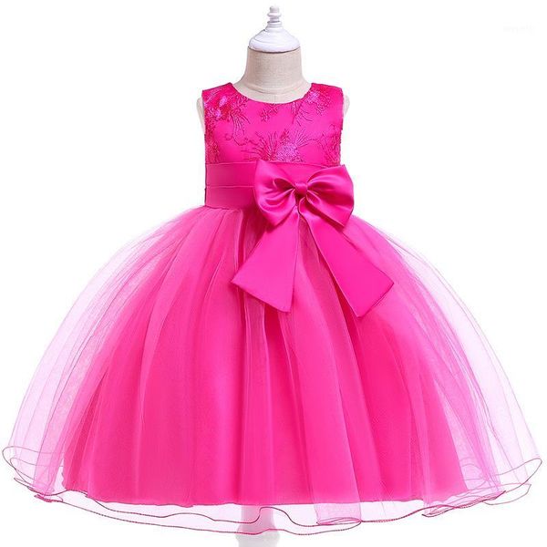 

girl's dresses 2021 kids ceremony party printing princess wedding clothing girl christmas fluffy dress birthday costume1, Red;yellow
