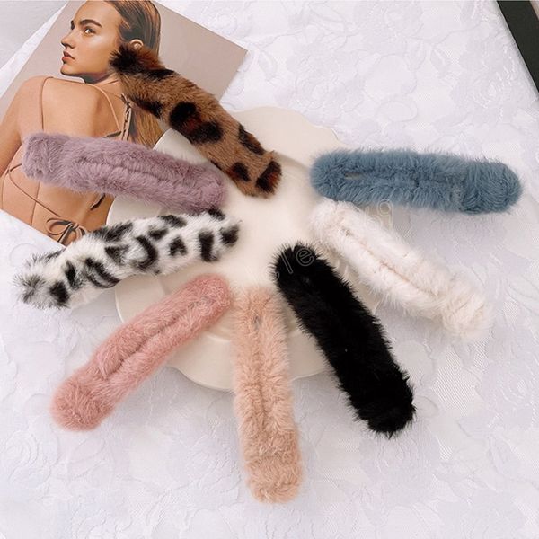 

winter soft plush hair claws women girls sweet hair clips barrette ponytail holder hairpin headwear fashion hair accessories, Slivery;white