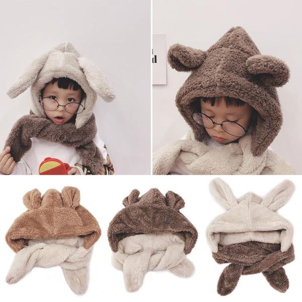 

новорожденный зима теплая шапка ягненка флис earmuffs cap симпатичные ветрозащитный шейный малышей шапочка дети рождество головные уборы защ, Yellow
