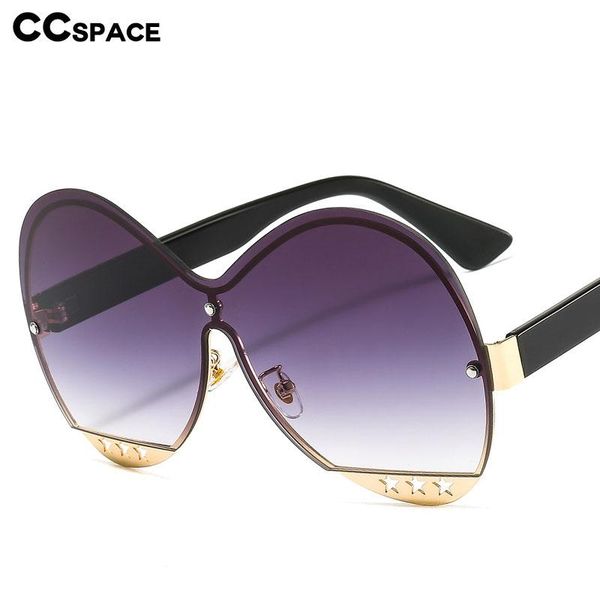 

46578 Oversized Rimless One Lens Sunglasses Stars Men Women Fashion Shades UV400 Vintage Glasses, White;black
