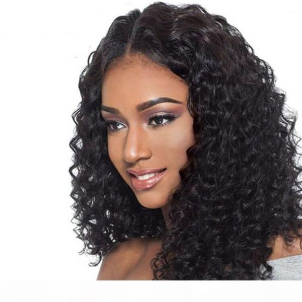 

360 lace frontal wigs pre plucked 130% density kinky curly lace front human hair wigs for black women cury wigs with baby hair, Black;brown