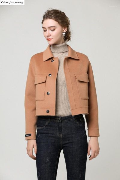 

coat wool female spring autumn jacket women clothes 2020 korean elegant woolen coats and jackets casaco feminino zt22401, Black