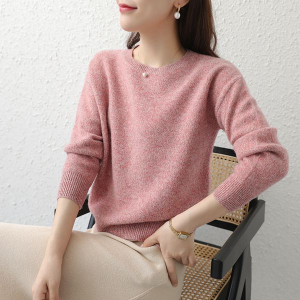 

2021 better quality colored yarn knitting women's sweaters 100% south wool thick winter oneck female pullovers 4 long colour an1d, White;black