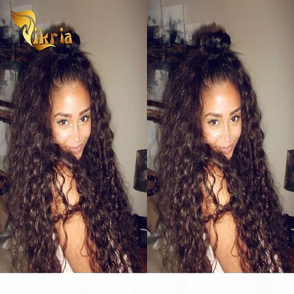 

long wigs human hair peruvian indian malaysian brazilian virgin hair lace front wigs curly full lace wigs for black women, Black;brown
