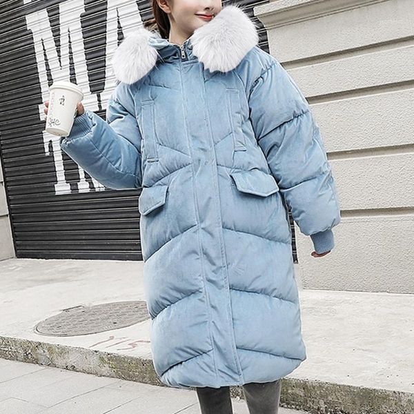 

jaycosin hooded ladies coat long coats parka oversize colour jacket mid-long women winter thick jacket down l5010121, Black