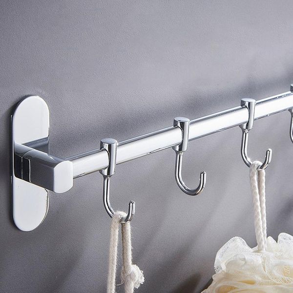 

40/50cm punch-single rod movable hook towel rack hanging holder bathroom kitchen accessories cleaning rags hanger
