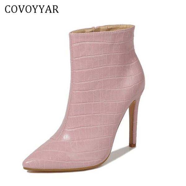 

covoyyar 2021 autumn winter thin heeled women boots stiletto ankle boots fur-lined pointed toe woman pumps big size 35-42 wbs102, Black