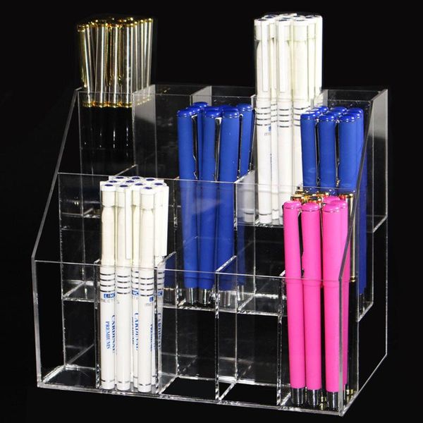 

hooks & rails clear acrylic 3 layers 15 grids nail polish rack holder eyeliner organizer storage makeup tools pencil box display shelf