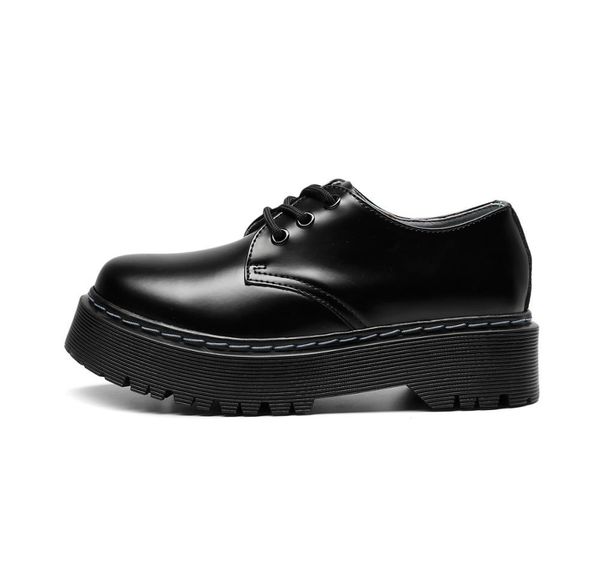 

oxford for bright genuine leather platform martens women punk thick bottom motorcycle shoes mujer 41 c1011, Black;white